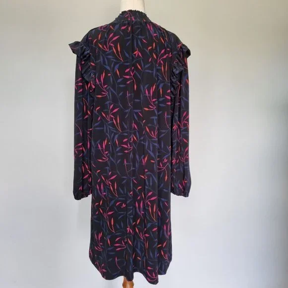 Leona Edmiston Multicolour Floral Long Sleeve Smock Dress Size 16 - Picture 5 of 10